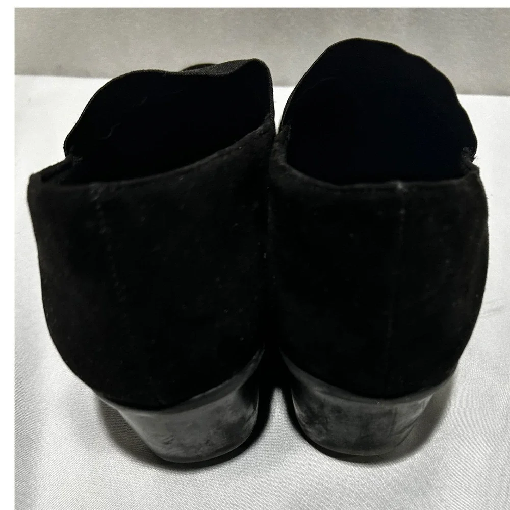 Womens Black Suede Wedge Slip‎ On Comfort Shoes Size 8 Slip On Flats